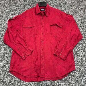 Ami‎ Sanzuri Shirt Men Large Red Button Down Long Sleeve Pocket L